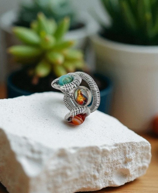 Anello di Armonia: Amazzonite e Corniola per Calma e Coraggio
