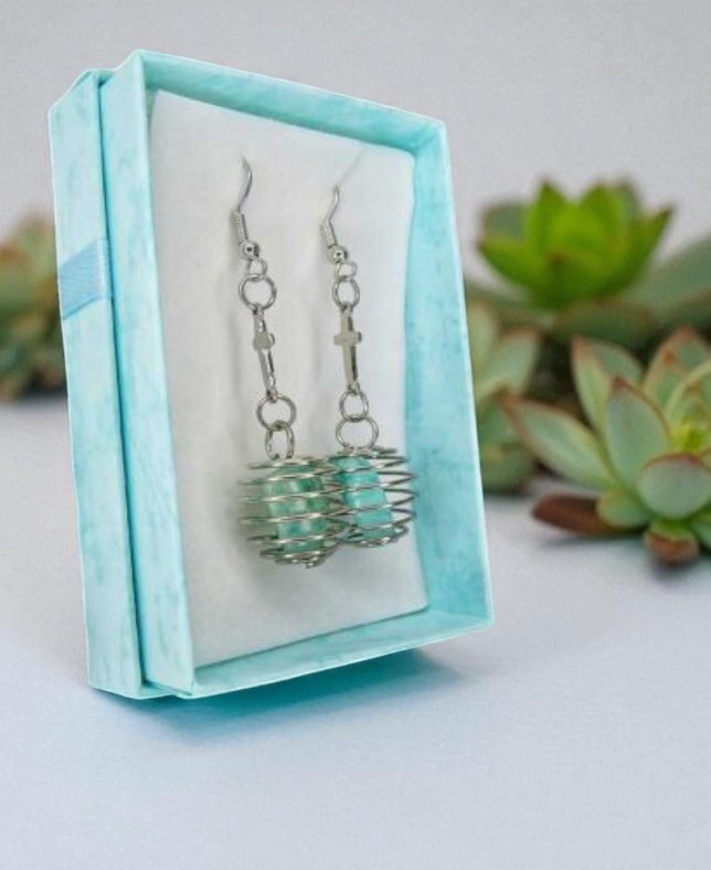 Ali di Luce: Orecchini Angelici con Pietre Naturale – Amazzonite