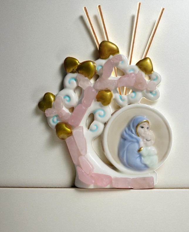 Profumatore Albero della vita in porcellana e Quarzo Rosa - immagine 3