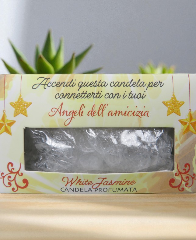 Candela di soia profumata in vetro lavorato - Angeli dell'amicizia - immagine 4
