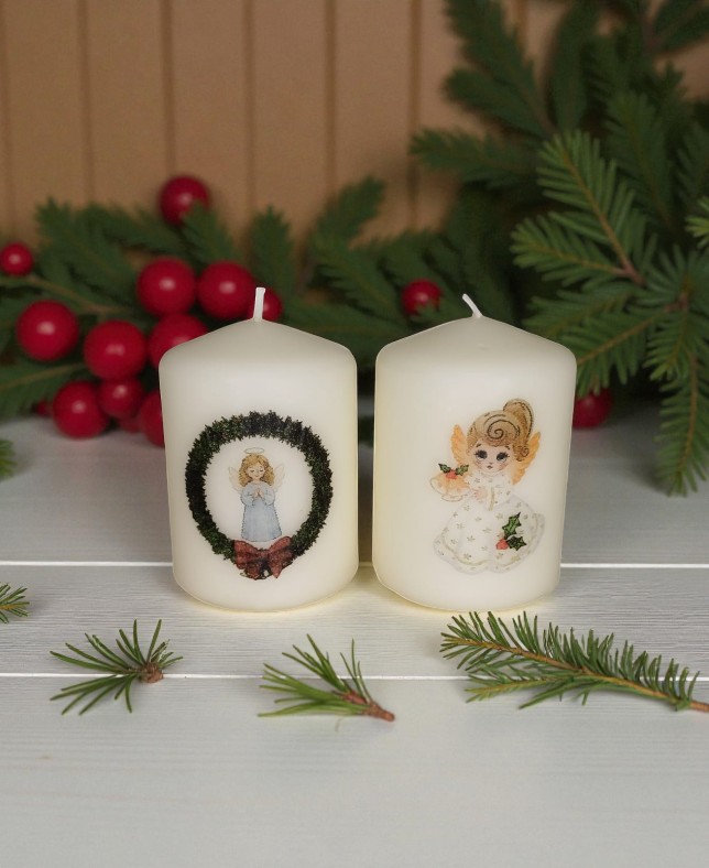 Set 2 Candele Natalizie Decorative
