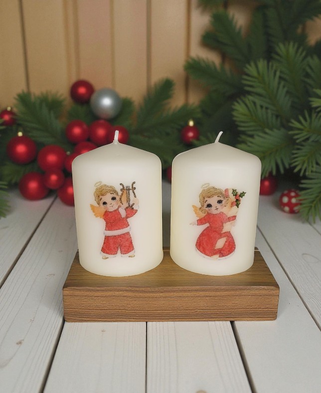 Set 2 Candele Natalizie Decorative