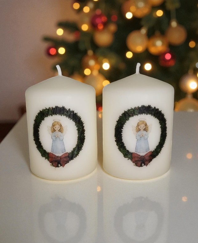 Set 2 Candele Natalizie Decorative
