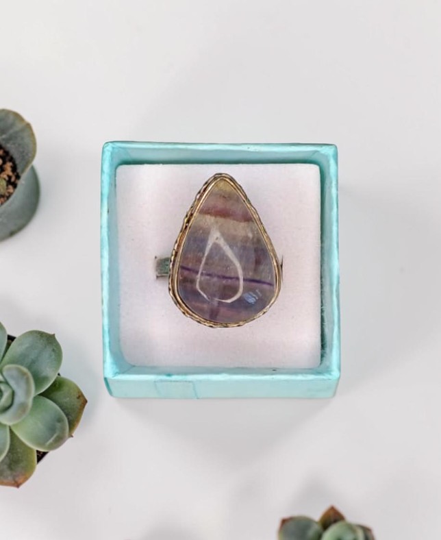 Anello Modello Vintage con Fluorite – Geometria di Colori