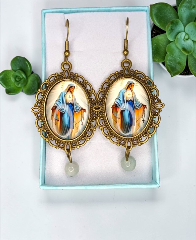 Manto di Grazia – Orecchini Madonna in Acquamarina Cristallina - vintage -