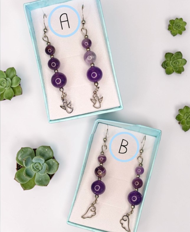 Sussurri Angelici: Orecchini in Ametista con Ciondolo a scelta (Angelo o Ali)