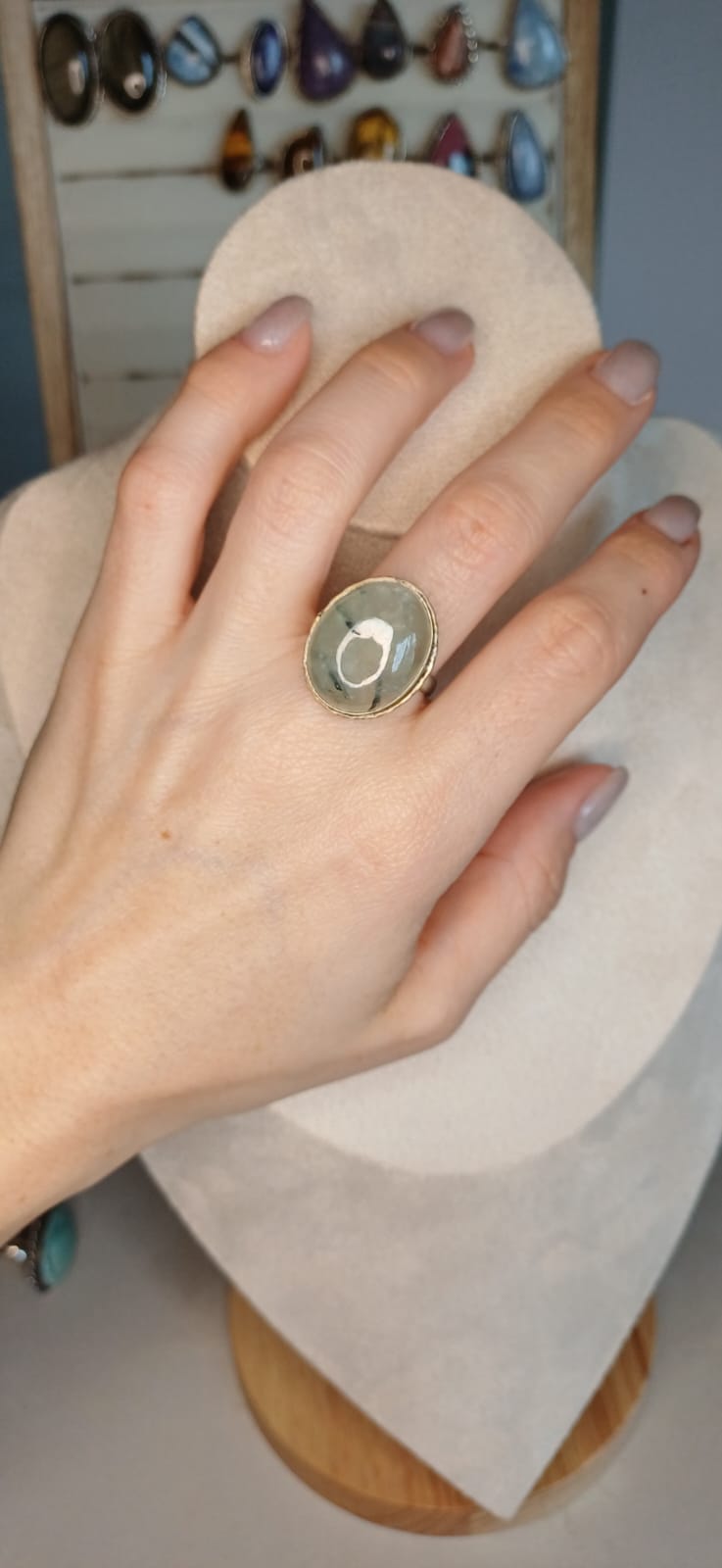 Anello Collezione Vintage con Prehnite – Sogno di Primavera - immagine 2