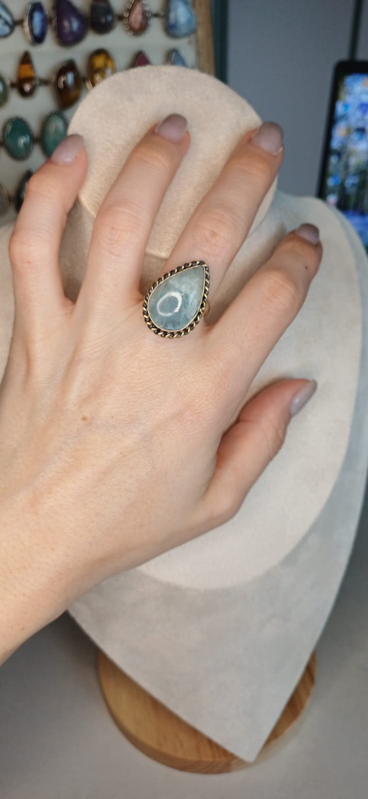 Anello Collezione Vintage con Acquamarina – Azzurro Puro - immagine 2