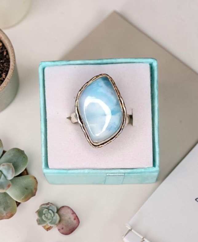 Anello Modello Vintage con larimar - Sogno Caraibico