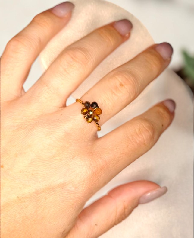 Anello "Sguardo di Tigre" – Fiore in Occhio di Tigre - immagine 3