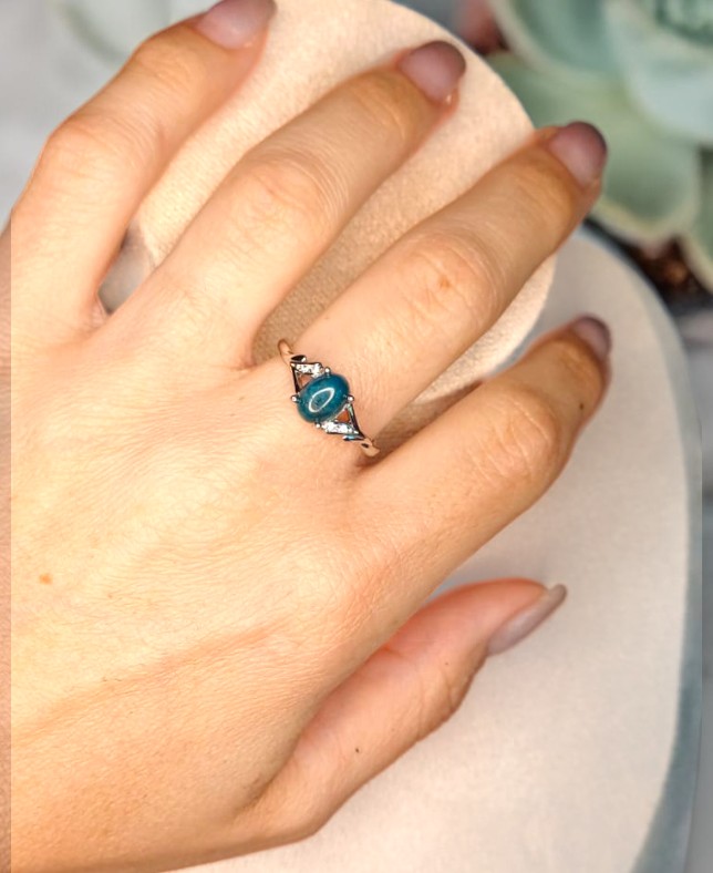 Anello "Vortice Elettrico" – Apatite Blu - immagine 2