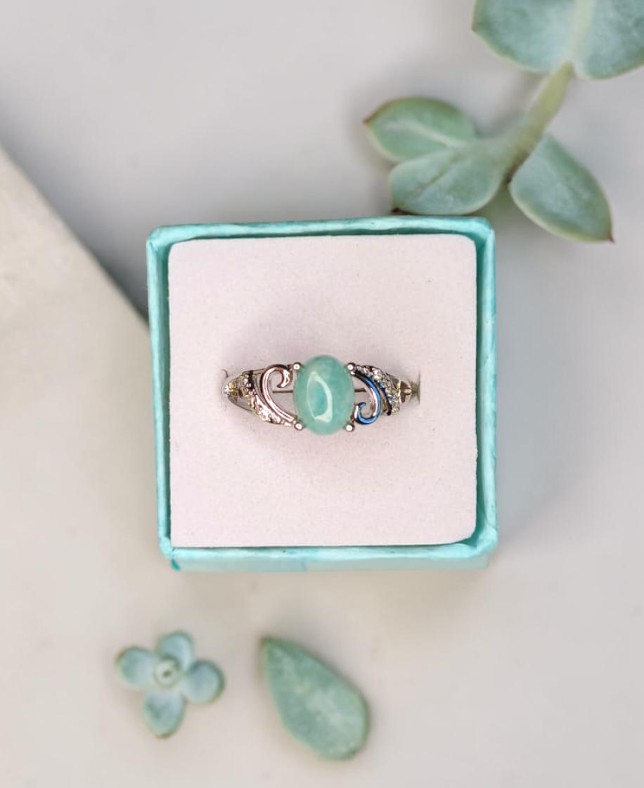Anello "Vortice Marino" – Amazzonite