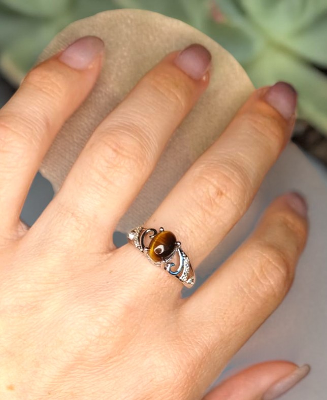Anello "Vortice di Sole" – Occhio di Tigre - immagine 2