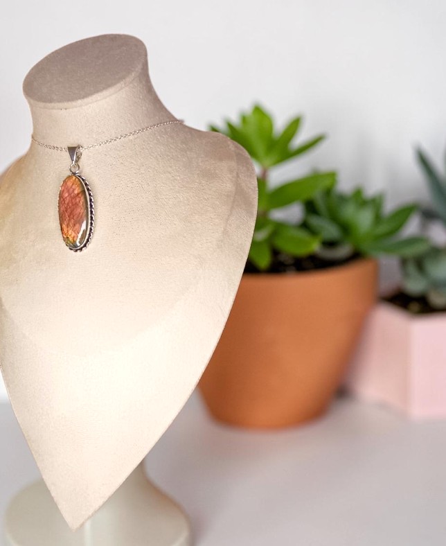 Ciondolo in Labradorite e Argento Sterling 925 (con Collana Inclusa) - Nr 1 - immagine 2
