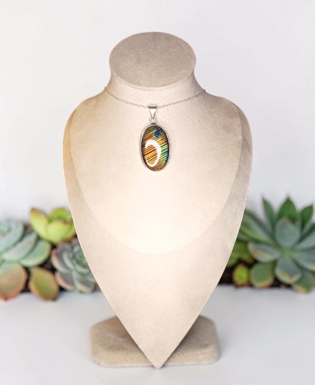 Ciondolo in Labradorite e Argento Sterling 925 (con Collana Inclusa) - Nr 2 - immagine 2