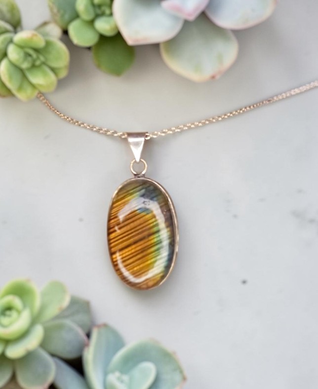 Ciondolo in Labradorite e Argento Sterling 925 (con Collana Inclusa) - Nr 2 - immagine 3